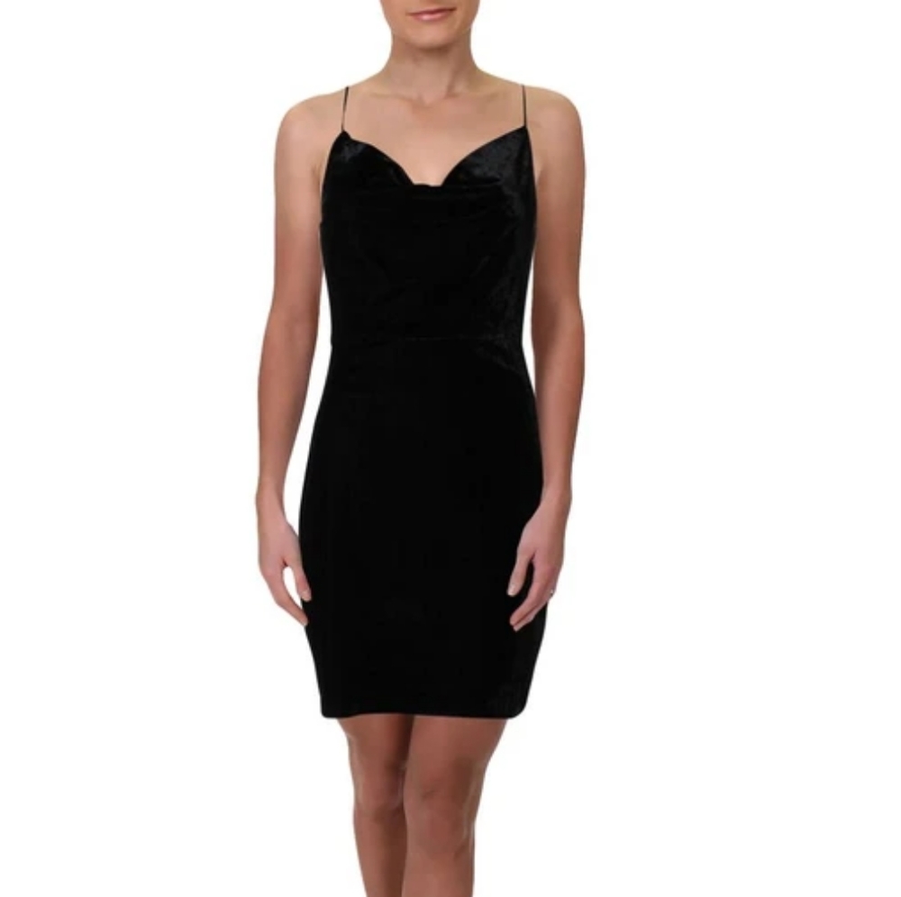 Black velvet mini dress